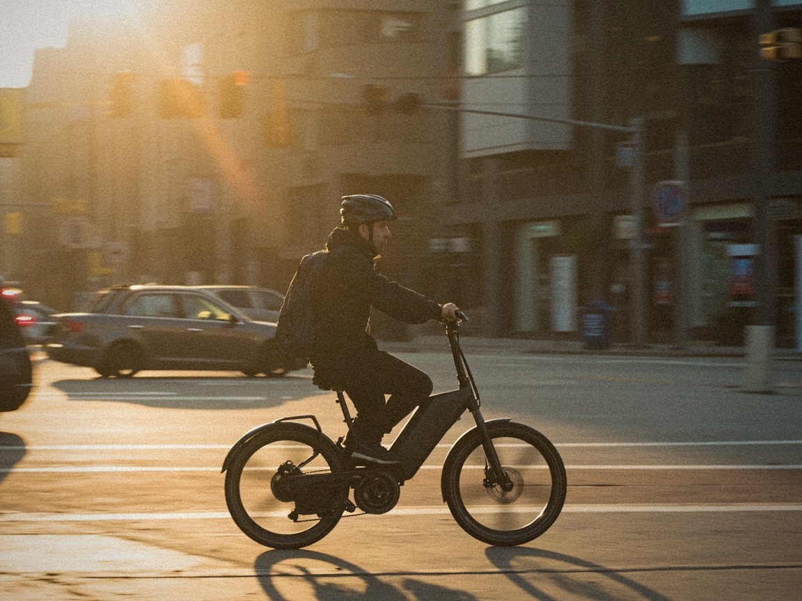 Rider on electric pedal bike