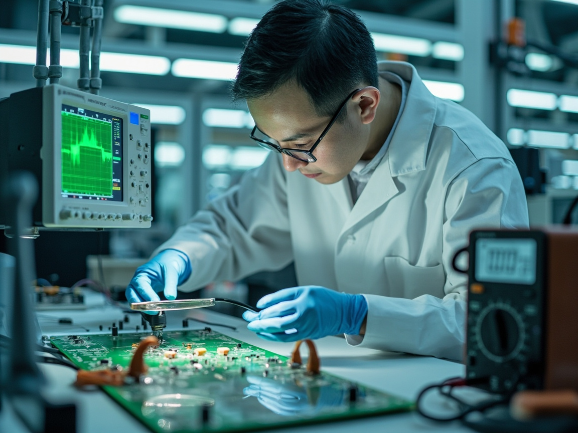 配备示波器与精密检测仪器的充电器质量控制实验室
